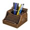 Retro Typewriter Pen Holder Vintage Desk Accsesories Unique Cool Gifts for Writer Typewriter Lovers and Secretary Cute Funny Pencil Cups for Office Home School (Bronze)